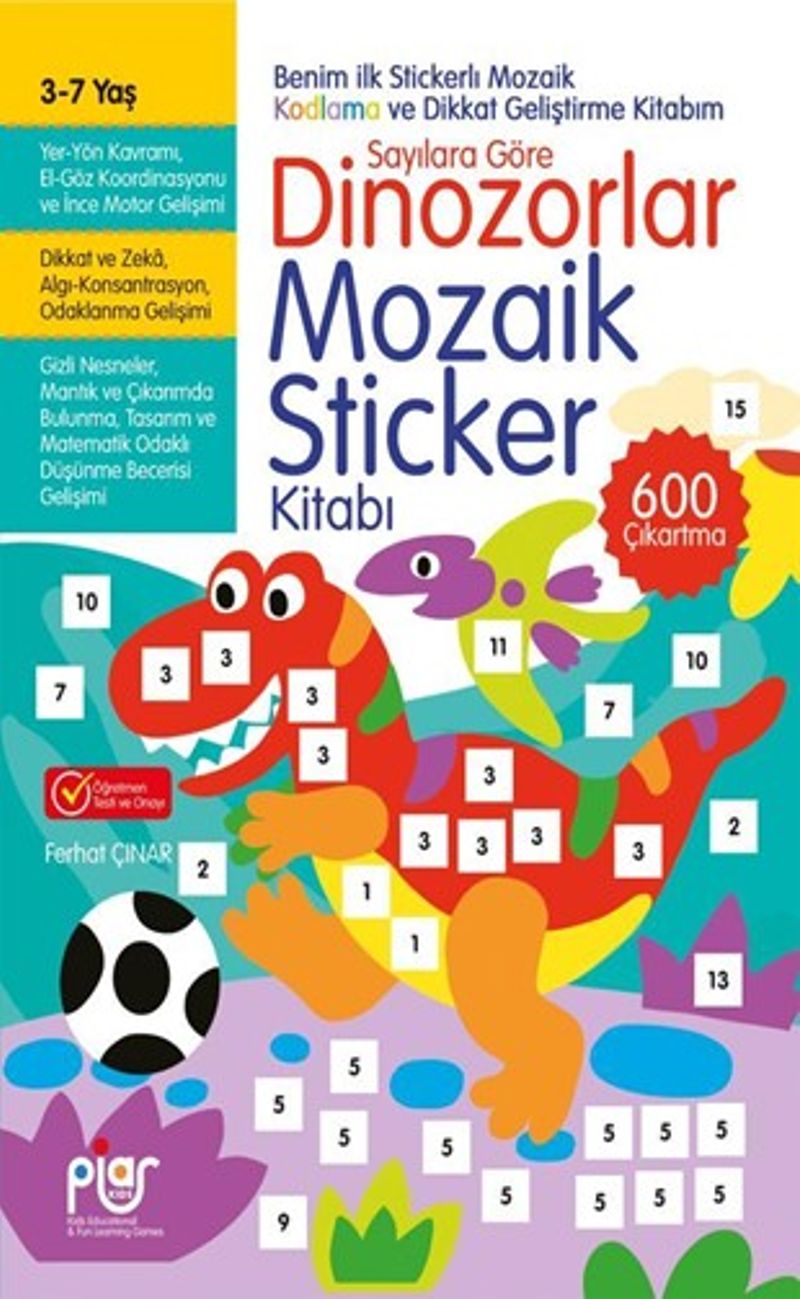 Sayılara Göre Dinozorlar Mozaik Sticker Kitabı kitap kapağı