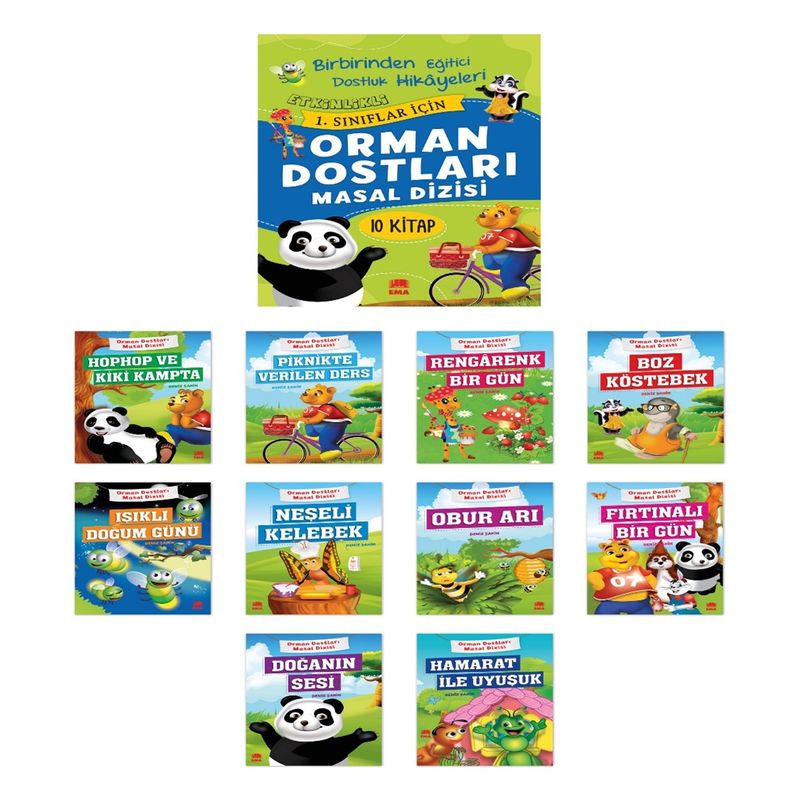 Orman Dostları Masal Dizisi Seti Düz Yazılı (10 Kitap Büyük Boy) kitap kapağı