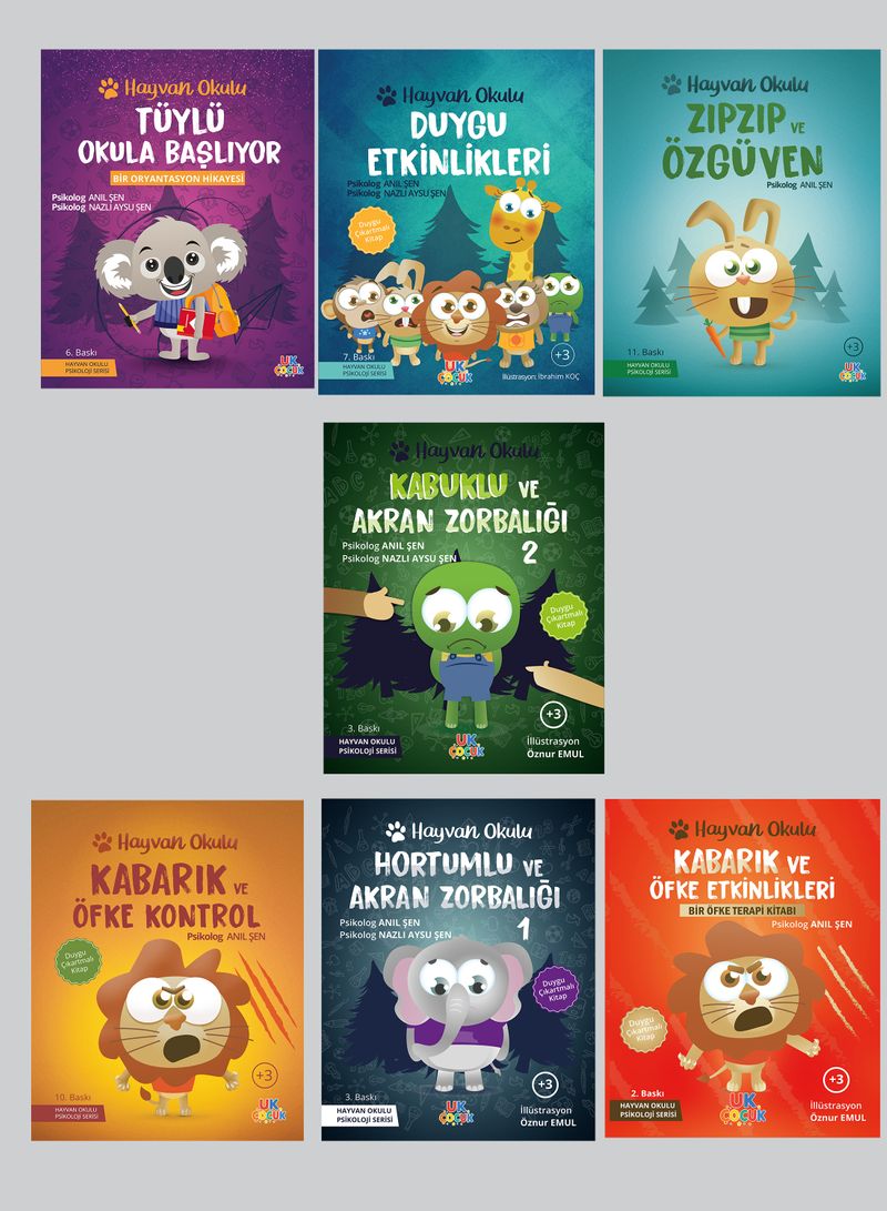 Hayvan Okulu Serisi Çocuğum Öğreniyor (7 Kitap) kitap kapağı