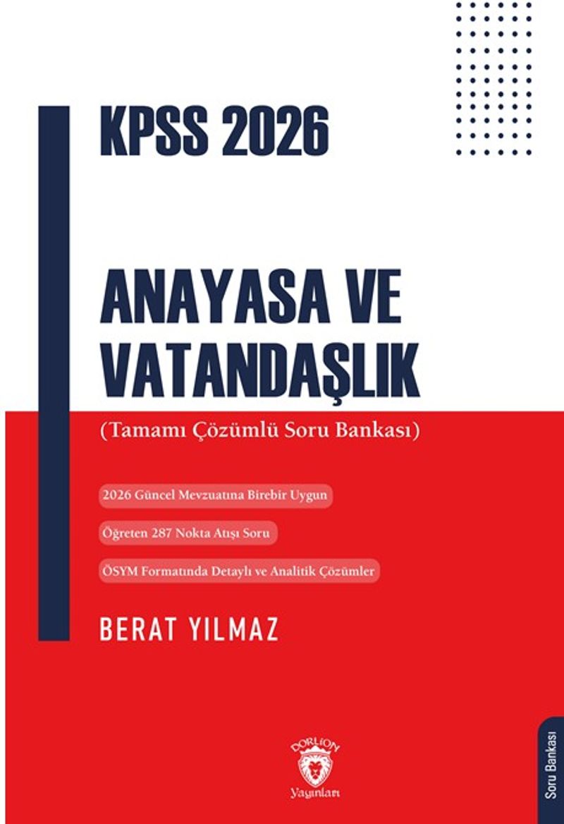 Kpss 2026 Anayasa ve Vatandaşlık (Tamamı Çözümlü Soru Bankası) kitap kapağı