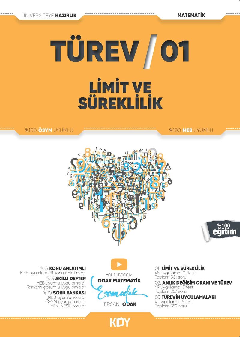 Türev 01 Limit ve Süreklilik kitap kapağı