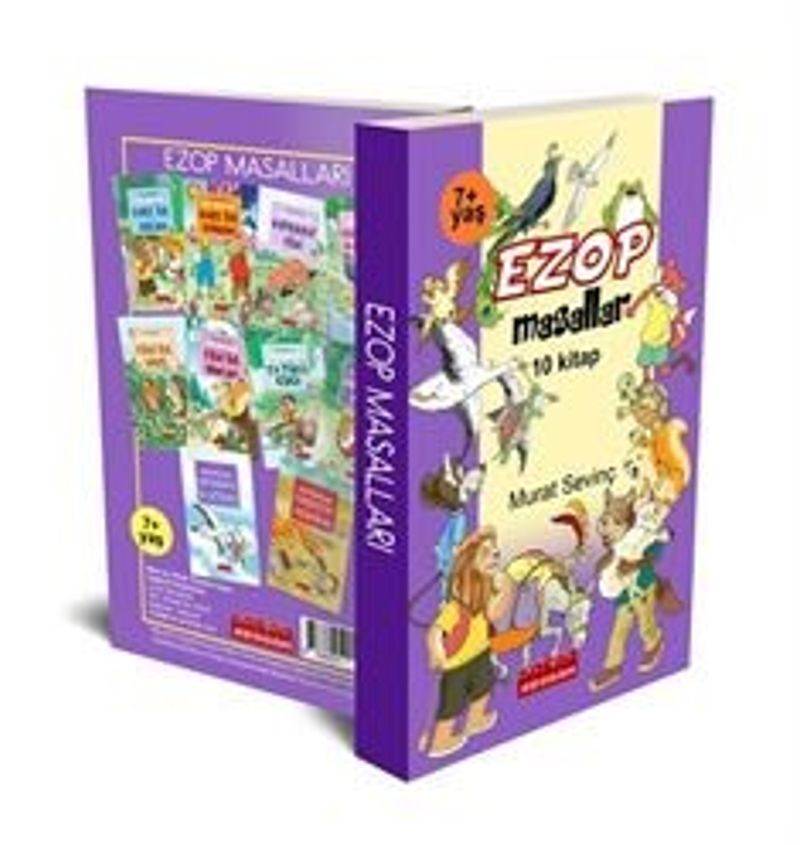 Ezop Masalları Seti Renkli Resimli Düz Yazılı (10 Kitap Takım, Küçük Boy) kitap kapağı