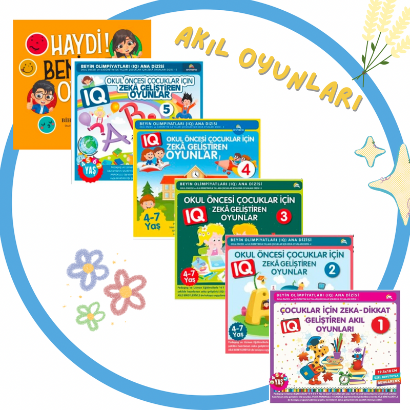 4-5-6-7 Yaş ve Üzeri Çocuklar İçin IQ Geliştiren Akıl Oyunları (6 Kitap) kitap kapağı