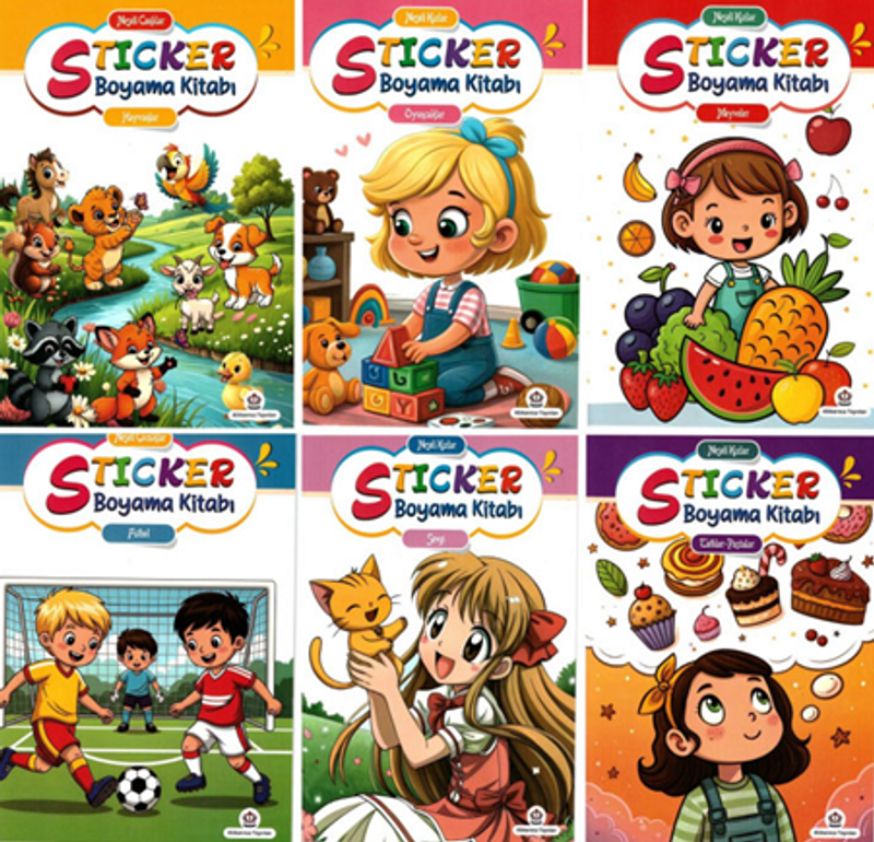 Neşeli Sticker Boyama Kitabı (6'lı Set) kitap kapağı