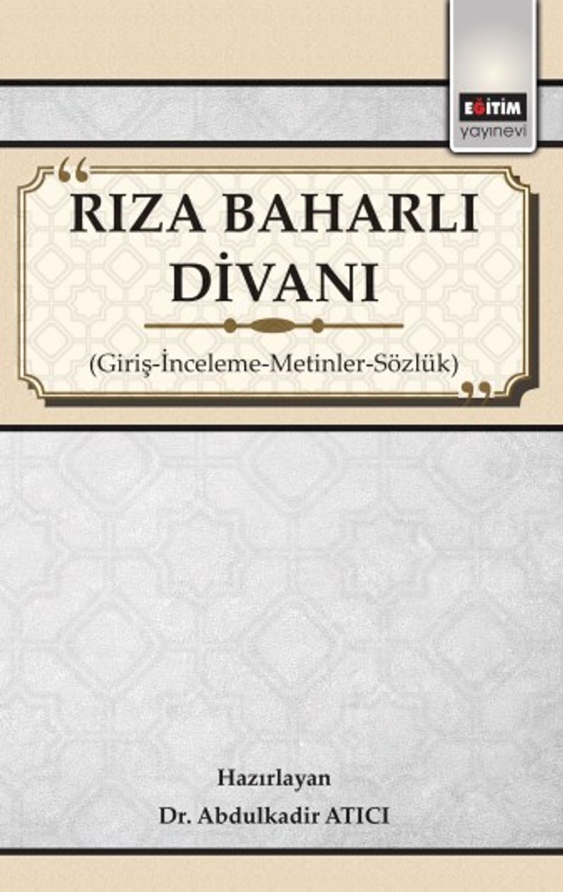 Rıza Baharlı Divanı Giriş-İnceleme-Metinler-Sözlük kitap kapağı