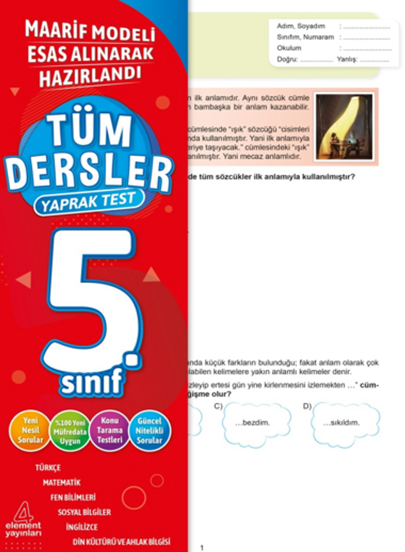 Tüm Dersler Yaprak Test 5. Sınıf kitap kapağı
