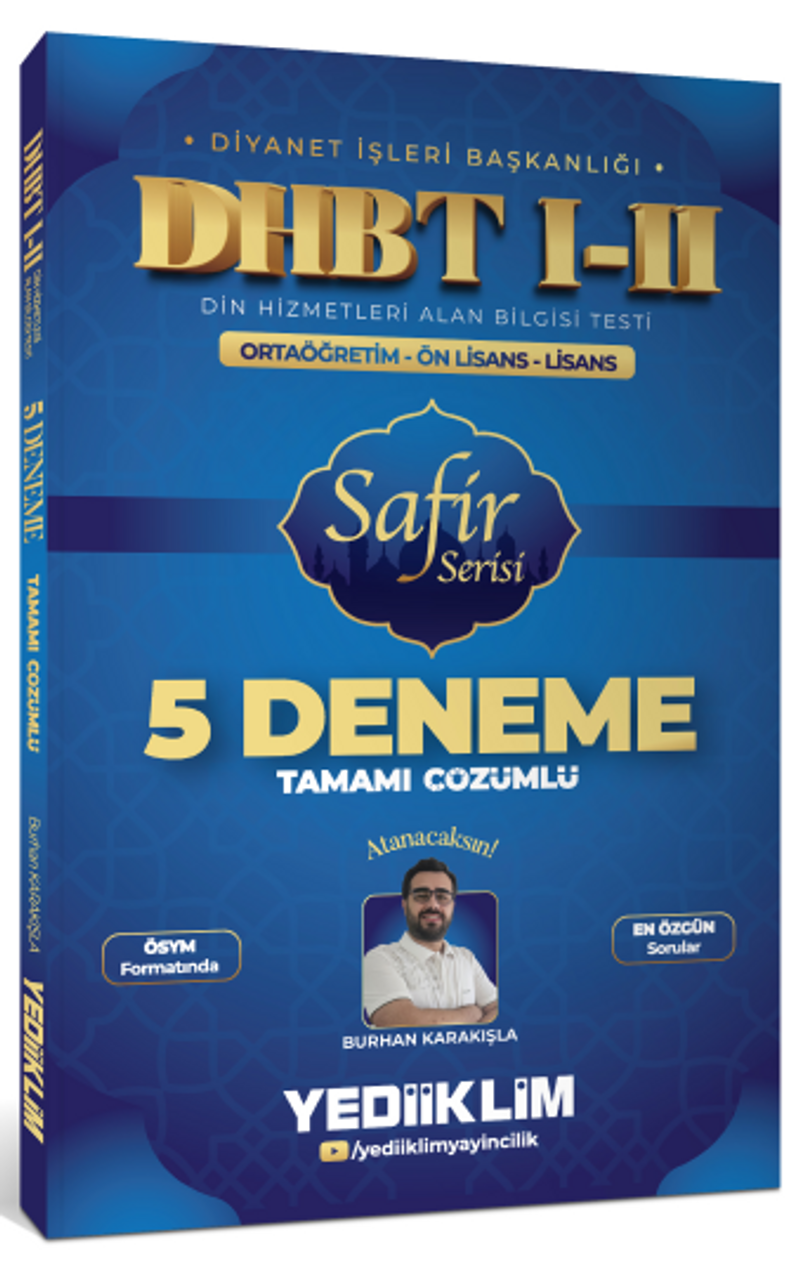 DHBT I-II Ortaöğretim - Ön Lisans - Lisans Safir Serisi Tamamı Çözümlü 5 Deneme Sınavı kitap kapağı