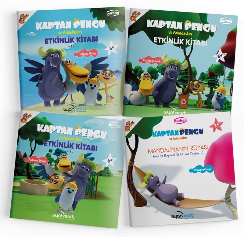 Kaptan Pengu ve Arkadaşları Etkinlik Kitapları (4-5-6-7+ Yaş 4 Kitap Set) kitap kapağı
