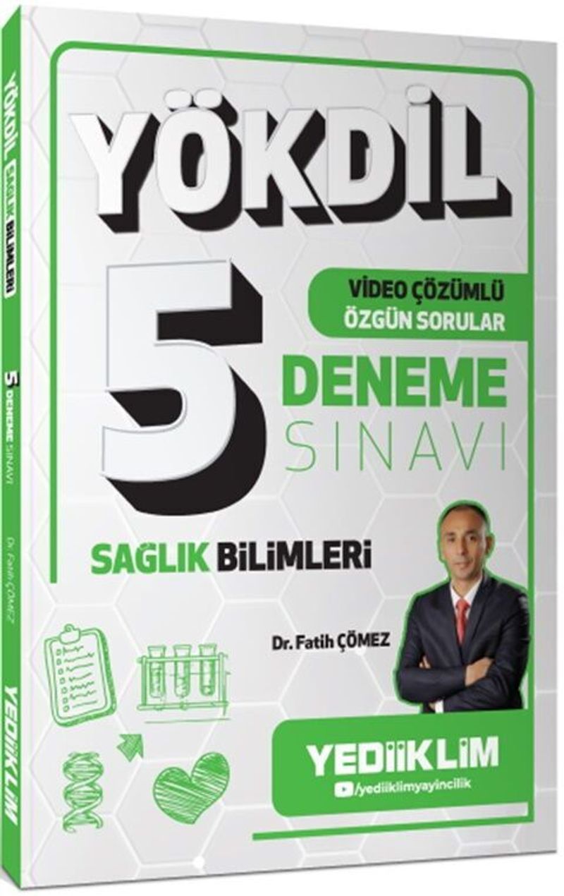 YÖKDİL Sağlık Bilimleri Video Çözümlü Özgün Sorular 5 Deneme Sınavı kitap kapağı