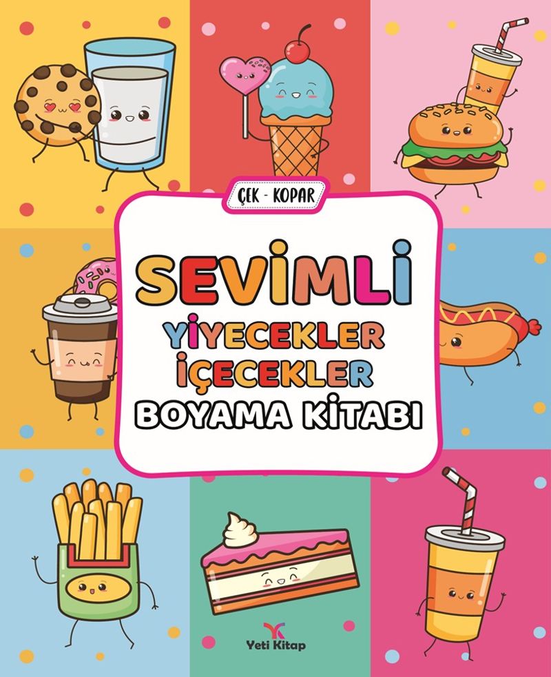 Sevimli Yiyecekler İçecekler Boyama Kitabı kitap kapağı