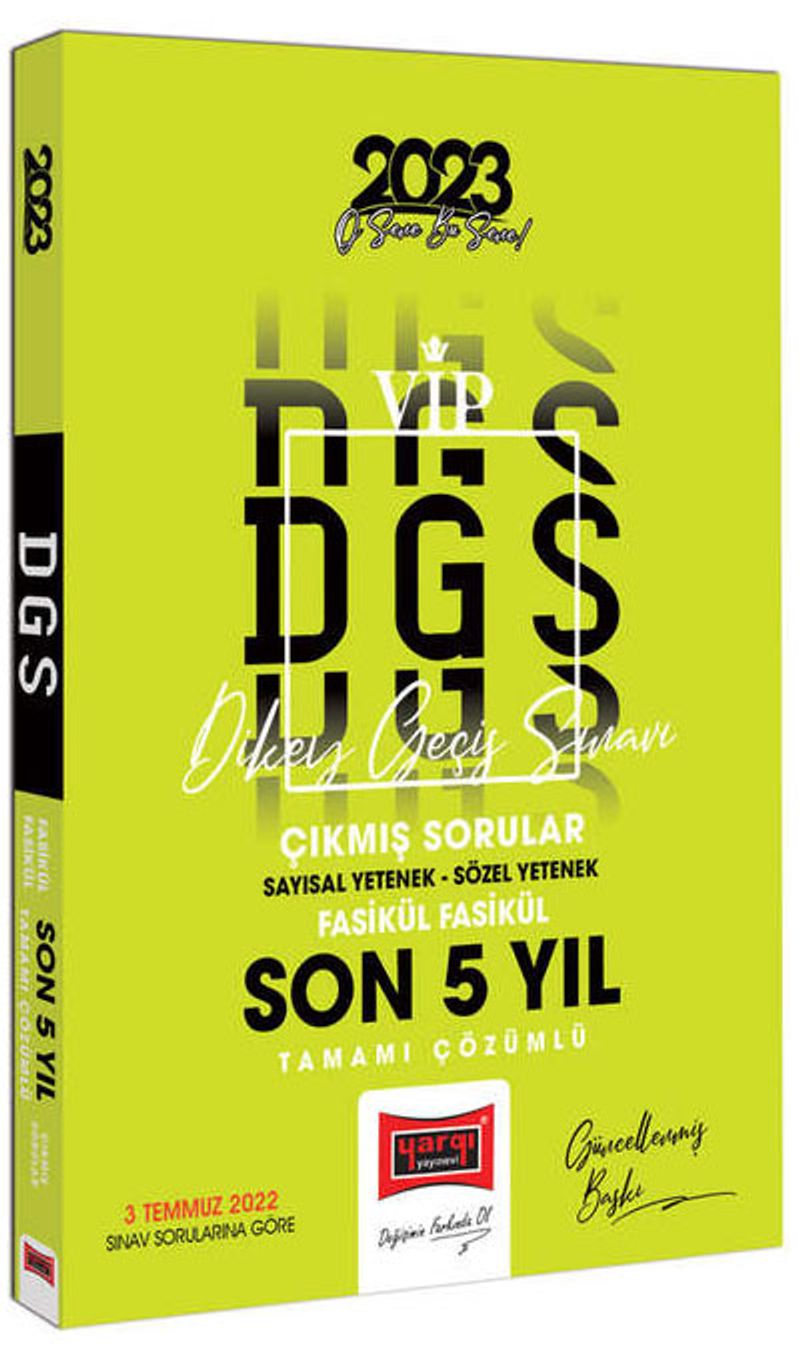2023 DGS Son 5 Yıl Tamamı Çözümlü Fasikül Fasikül Çıkmış Sınav Soruları kitap kapağı