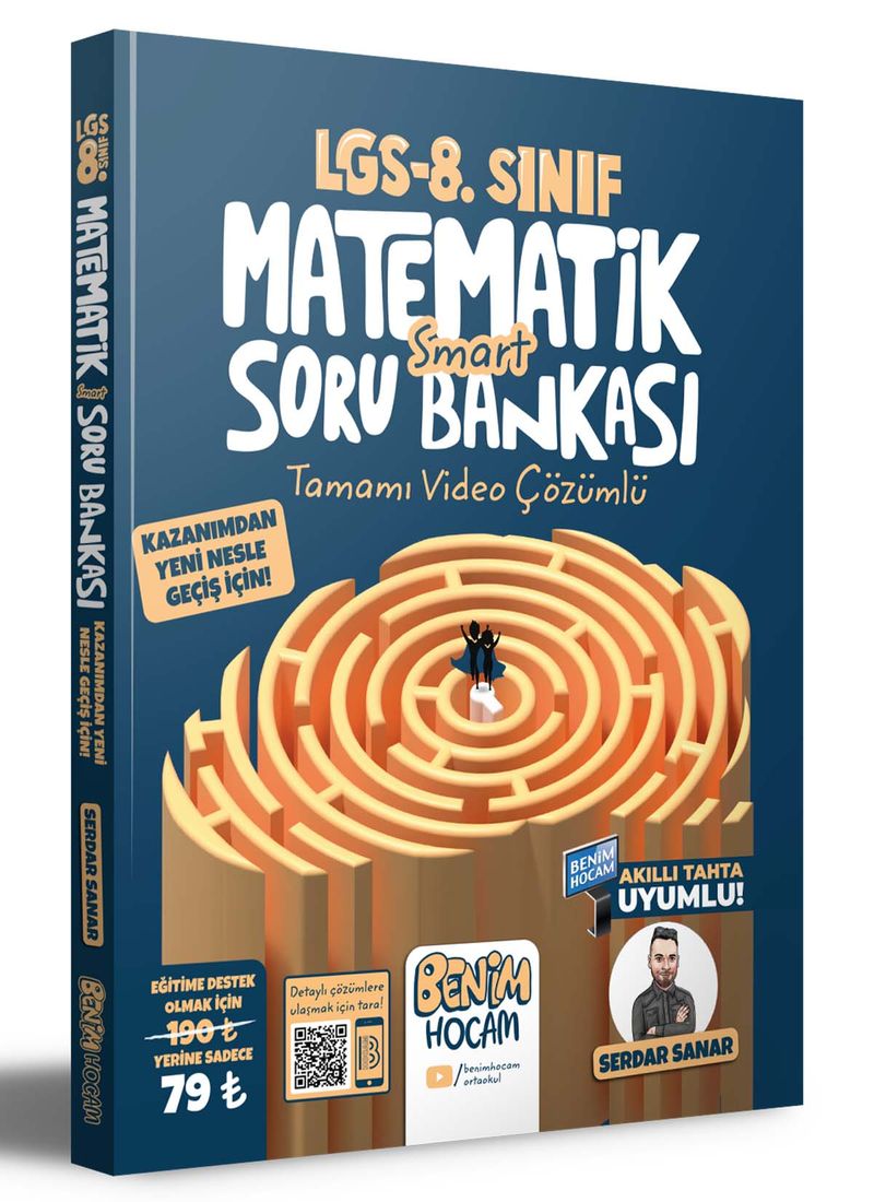 2023 LGS 8.Sınıf Matematik Smart Tamamı Video Çözümlü Soru Bankası kitap kapağı