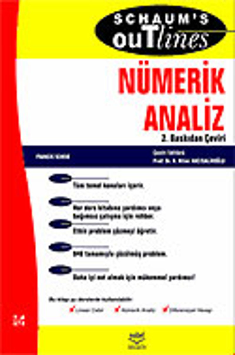 Nümerik Analiz/Schaum's Outlines kitap kapağı
