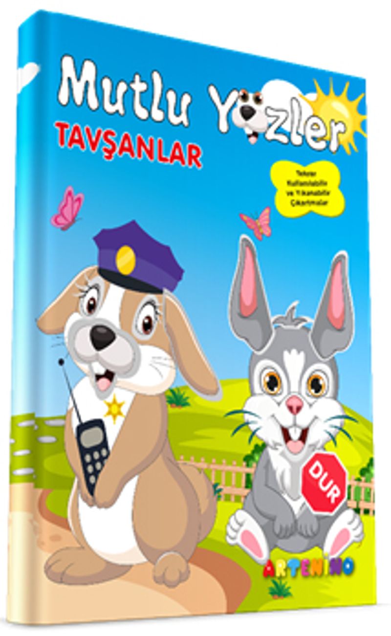 Mutlu Yüzler: Tavşanlar Tekrar Kullanılabilir ve Yıkanabilir Çıkartmalı Kitap Serisi kitap kapağı